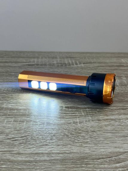 Ручний акумуляторний ліхтар HiSheen HS-8026B 4 режими яскраве LED-освітлення та бокова COB-підсвітка для дому Золотий | Зображення 2
