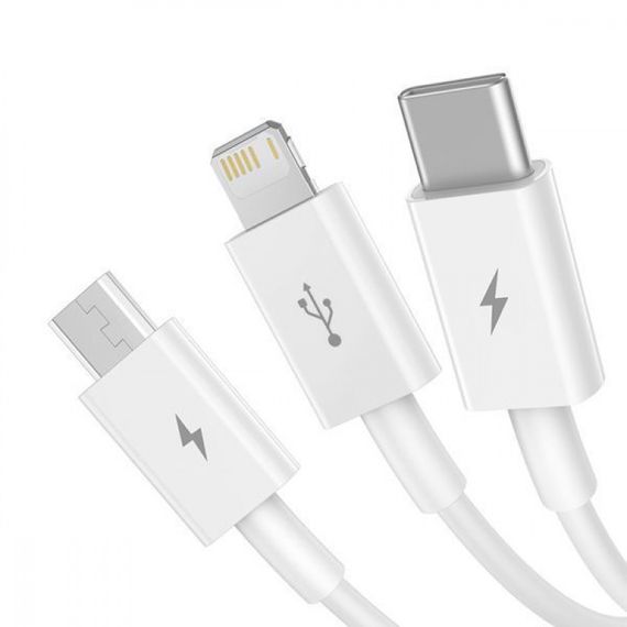 Кабель Baseus Superior Series Fast Charging 3-in-1 (Micro USB+Lightning+Type-C) 3.5A (1.5m), Синій, 1.5 м | Зображення 2