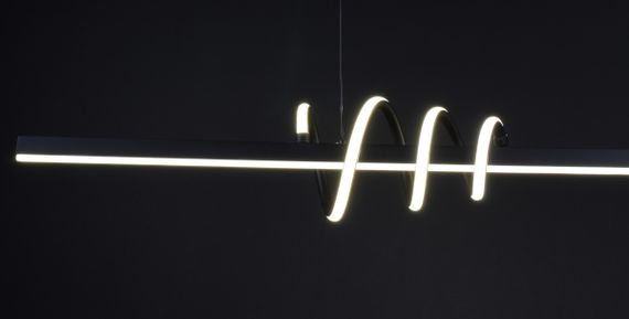 Люстра світлодіодна підвісна LED світильник для квартири на стелю лед 27233 Чорний 30-130х17х120 см. | Зображення 6