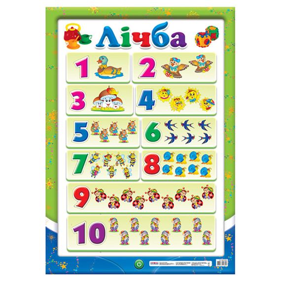 Учебный плакат Счет до 10 12104100 с цветными картинками