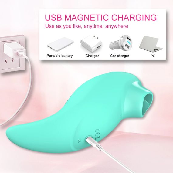 Вібратор із кліторальним стимулятором із язичком Every Night Toys Jen, зелений, 10 режимів вібрації Sex Aura | Зображення 3