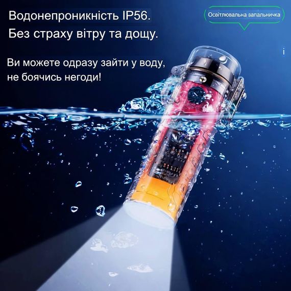 Електронна запальничка з подвійною дугою, LED-ліхтариком, дисплеєм та водозахистом IP56 (USB Type-C) | Зображення 2