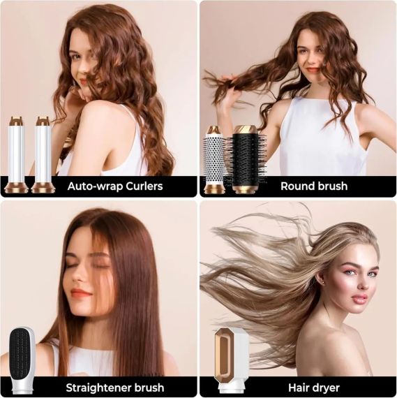 Стайлер для волосся OKWRAP WT-623 6-в-1. Фен-щітка з насадками, автоматична укладка, плойка, об’єм і сушка | Зображення 8