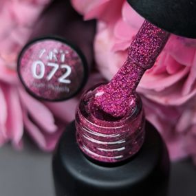 Гель-лак ART in detail 72 (малиново-фуксієвий з іскристими блискітками) 6мл