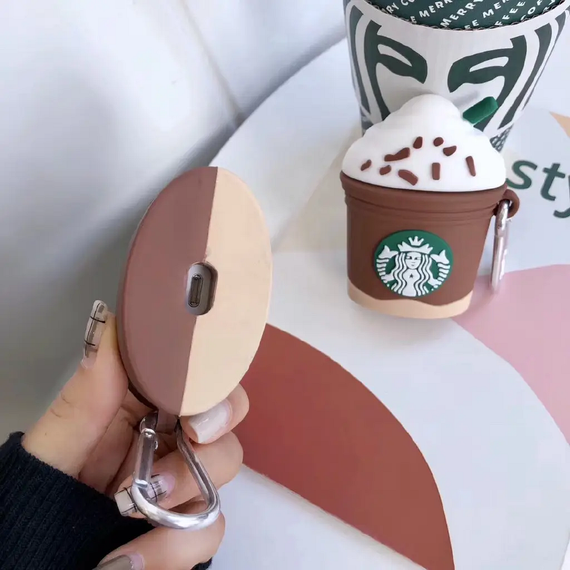 Силиконовый 3D чехол для наушников Apple AirPods Pro 1/2 Starbucks Rosa Коричневый | Зображення 1