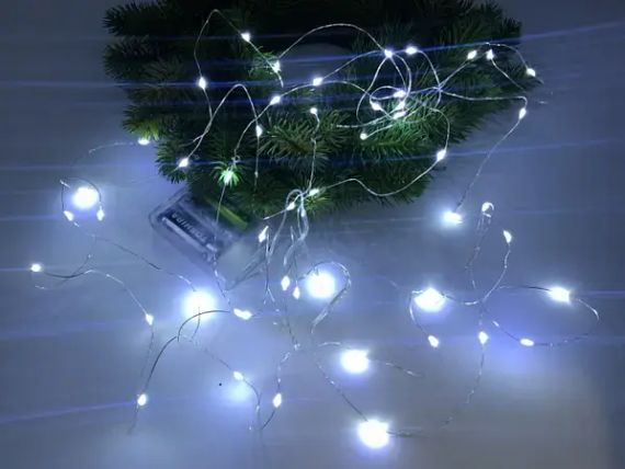 Гирлянда роса нить светодиодная 3 м на батарейках для дома холодный белый | Зображення 8