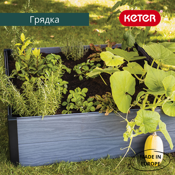 Грядка садовая квадратная Keter Maple Square пластиковая для растений и овощей антрацит 17209665 | Зображення 4
