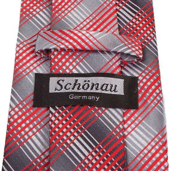 Краватка поліестерова стандартна сіро-червона Schönau (Шонау)-91 | Зображення 2