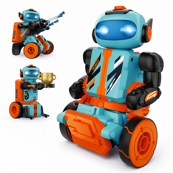Конструктор Робот Kit 3в1 Футболіст/Снайпер/Воротар / Робот-іграшка Footballer/Sharpshooter/Gripper, 220 деталей Бірюзовий | Зображення 1