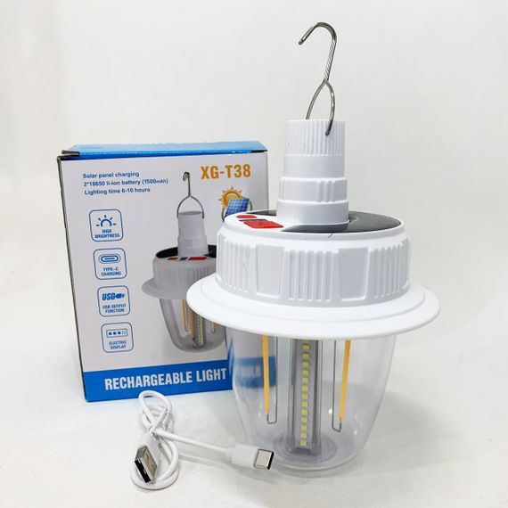 Світлодіодна LED лампа з акумулятором T38-COB+SMD(RGB) 2x18650 сонячна батарея ZN-28 | Зображення 5