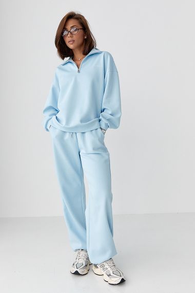 Однотонний спортивний костюм із написом - блакитний цвет, ONE SIZE (є розміри)