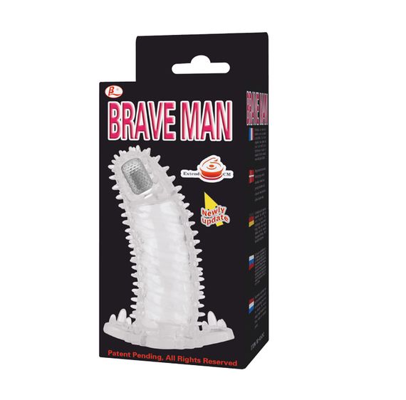 Насадка на член - Brave Man Vibrating Penis Sleeve Clear | Зображення 3
