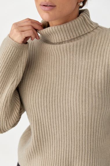 Базовий теплий гольф у рубчик - кавовий цвет, ONE SIZE (є розміри) | Зображення 3