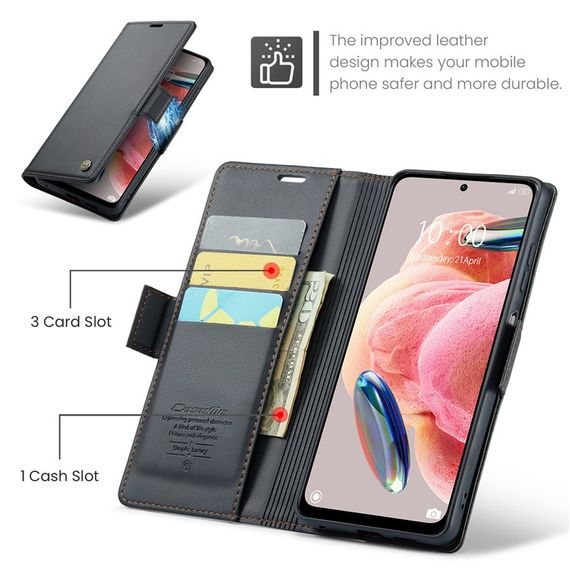 Кожаный чехол-книжка Retro Case для Xiaomi Redmi 12 цвет Черный | Зображення 4