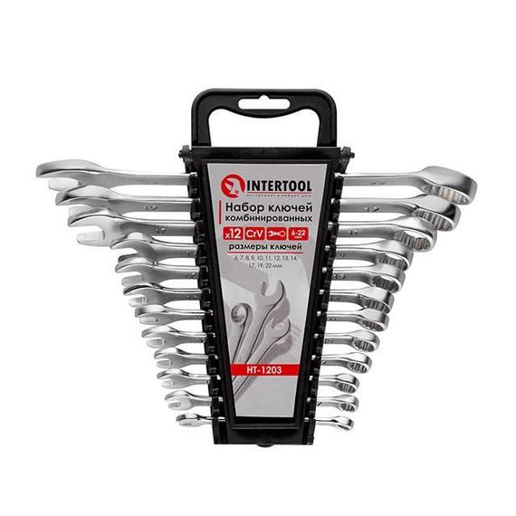 Набір ключів комбінованих 12 од., 6-22 мм, Cr-V INTERTOOL HT-1203