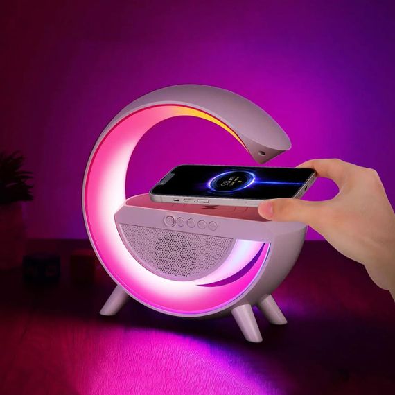 Настільна лампа-нічник RGB з бездротовою зарядкою та вбудованою Bluetooth колонкою / Бездротова зарядна станція для телефону / | Зображення 7