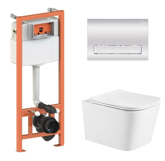 Набір Qtap Nest 4 в 1 підвісний унітаз Crow Ultra Quiet 490x360x290 + комплект інсталяції QT05335171W45132