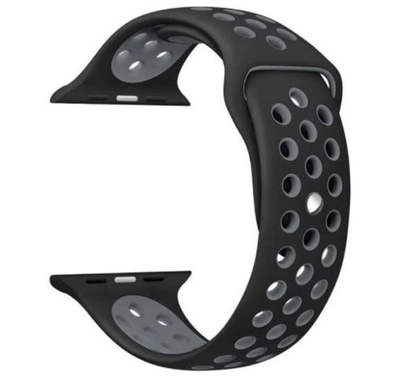Спортивний ремінець з перфорацією Primo для Apple Watch 42mm / 44mm / 45mm - Black&Grey | Зображення 2