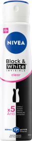 NIVEA Black & White Invisible Антиперспірант-спрей, 72 години, Clear 250 мл