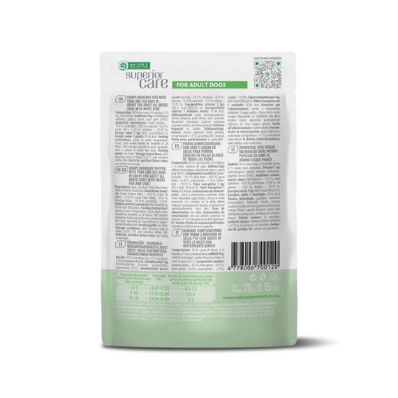 Вологий корм для собак з білою шерстю Nature's Protection Superior Care White Dogs Adult All Breeds With Tuna And Sea Bass, 70 гр | Зображення 1