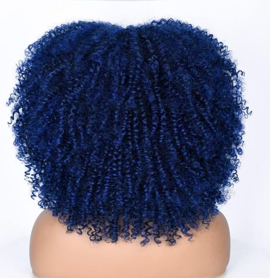 Парик синий кудрявый женский короткий термостойкий, синтетические волосы, Афрокучери 14” для изменения образа | Зображення 2