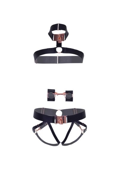 Комплект атласних ременів для бондажу Leg Avenue Satin elastic harness Set, One size, Black | Зображення 4