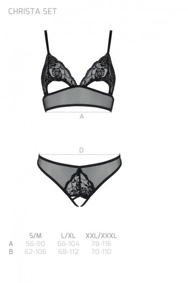 Комплект Passion браллет с ажурным лифом и открытыми трусиками Christa Set, Черный, L, XL, L/XL | Зображення 4