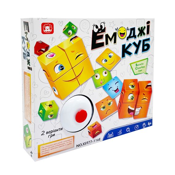 Семейная настольная игра "Эмоджи куб" XS977-116E 16 кубиков, 48 карт