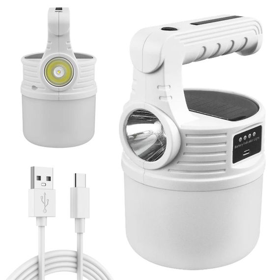 Кемпинговая USB лампа аккумуляторная 1200мАч, с солнечной панелью 24 LED, MX-518 / Переносной ручной фонарь