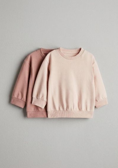 Комплект дитячих світшотів 2 шт для дівчинки H&M 98 см Пудровий Кавовий (25101501A)