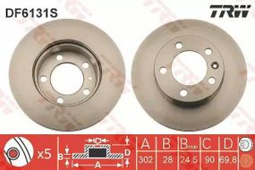 Диск гальмівний NISSAN/OPEL/RENAULT NV400/Movano B/Master F D=302mm 10, TRW (DF6131S)