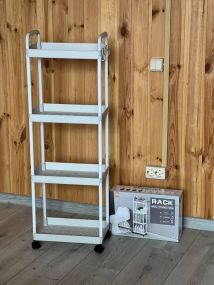 Етажерка на колесах 4 полиці біла підлогова Storage rack AND906