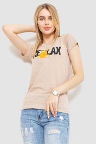 Футболка женская с принтом  цвет бежевый 221R3014-1