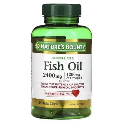 Жирные кислоты Nature's Bounty Рыбий жир, 2400 мг, Odorless Fish Oil, 90 гелевых капсул (NRT-17130)