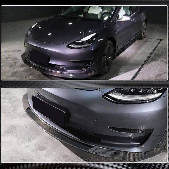 Передний Бампер Лип Карбон V2 (2016-2022) для Tesla Model 3 2017- гг | Зображення 4