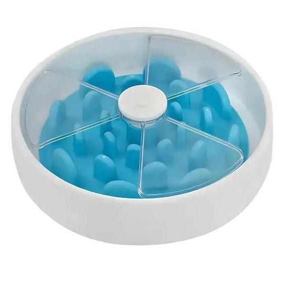Миска для кормления собак с лабиринтом Белая с голубым
