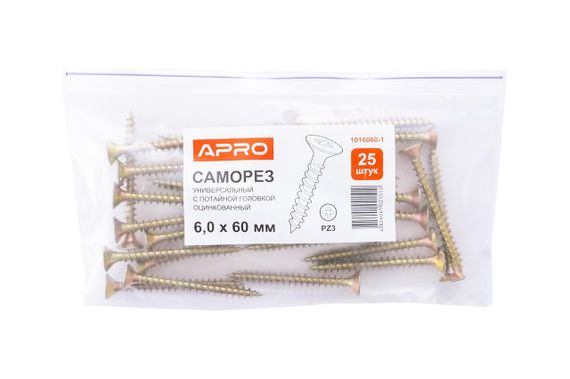 Саморез универсальный Apro - 6,0 x 60 мм (25 шт.) (1016060-1) | Зображення 1