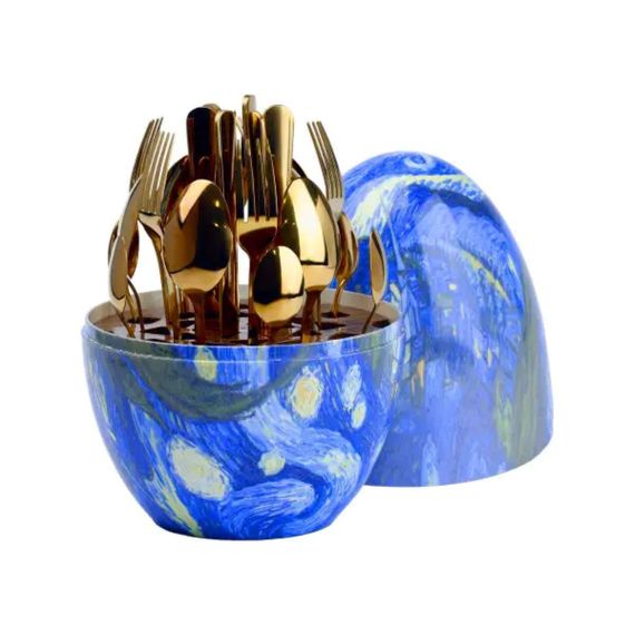 Набір столових приладів на 6 персон із нержавіючої сталі 24 штуки з підставкою Яйце HP78812