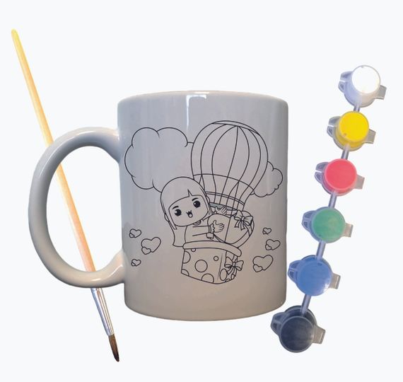 Набір для творчості кружка розмальовка "Повітряна куля" 330 мл біла | Зображення 1