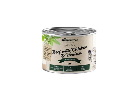 Консерви Chicopee (Чікорі) Cat Kitten Pate Beef & Chicken & Venision 195 г х 6 шт. для кошенят курка з оленям