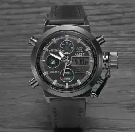 Чоловічий наручний годинник AMST Watch чорний • Стильний кварцовий годинник на руку в чорному кольорі для щоденного носіння, | Зображення 5