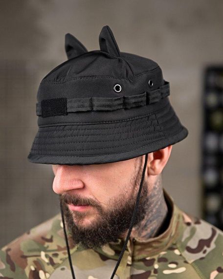 Тактическая панама софтшел ушки черная   ПП8009 | Зображення 1