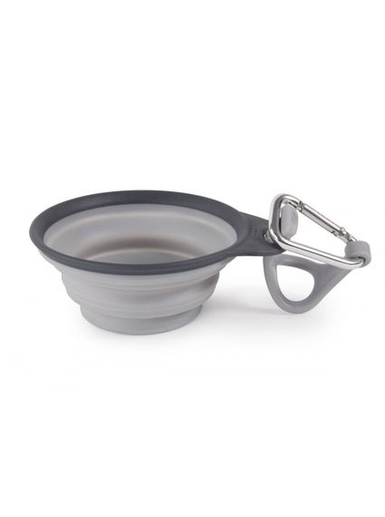 Миска дорожня складана Dexas Travel Cup with Bottle Holder & Carabiner, 240 мл, сіра