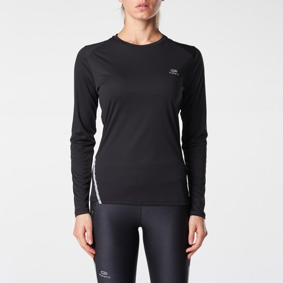 ЖІНОЧА ФУТБОЛКА RUN SUN PROTECT ДЛЯ БІГУ, З ДОВГИМИ РУКАВАМИ - ЧОРНА - EU40 | Зображення 1