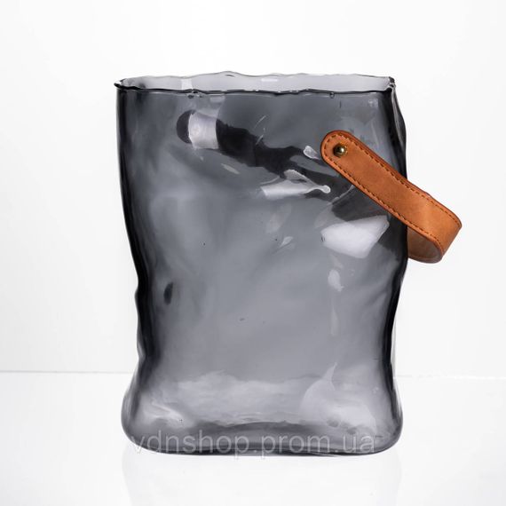 Подарочная стеклянная ваза сумочка с ручкой 18×9×25 (см) декоративная Серый HP-19-157-2