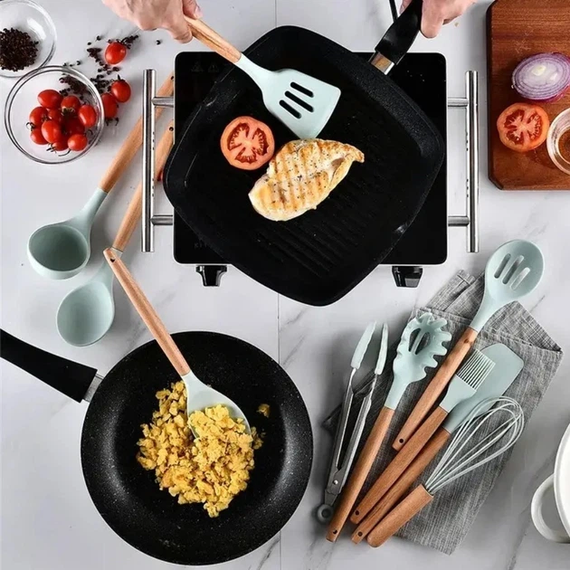 Набір кухонного приладдя силіконовий  Kitchen Set RB-2239 бірюзовий (12 предметів) | Зображення 3