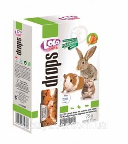 Лакомство для грызунов и кроликов Lolo Pets Дропсы морковные 75 г LO-71036