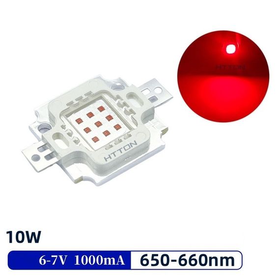 COB светодиод красный LED 650-660nm 10W 6-7 В мощный яркий | Зображення 1