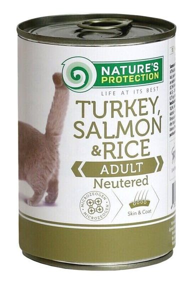 Корм Nature's Protection Neutered Turkey Salmon & Rice влажный с индейкой и лососем для стерилизованных котов 400 гр