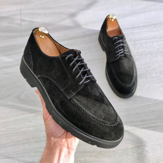 Замшевая мужская обувь. Мужские туфли Черные замшевые 42 размер | Зображення 2